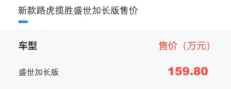 新款路虎攬勝盛世加長版上市 售159.80萬元